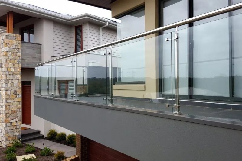 Stainless steel and glass balcony railing view