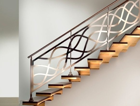 Stainless steel swirl staircase railing