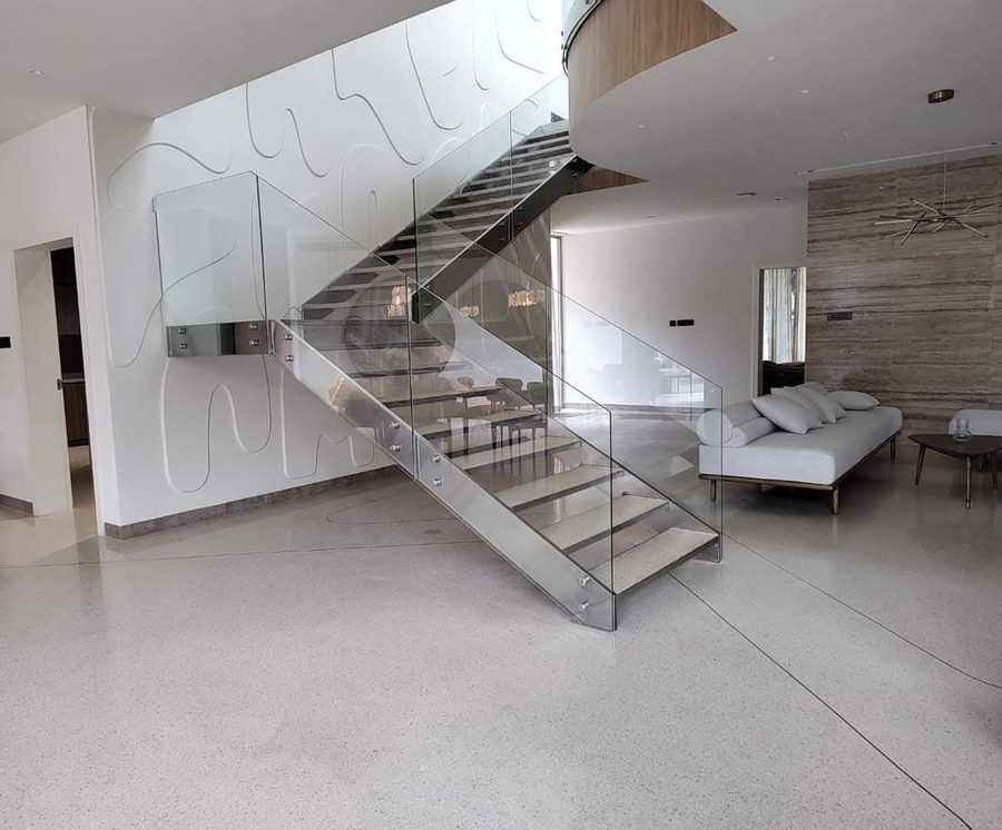 Stainless steel staircase handrail
